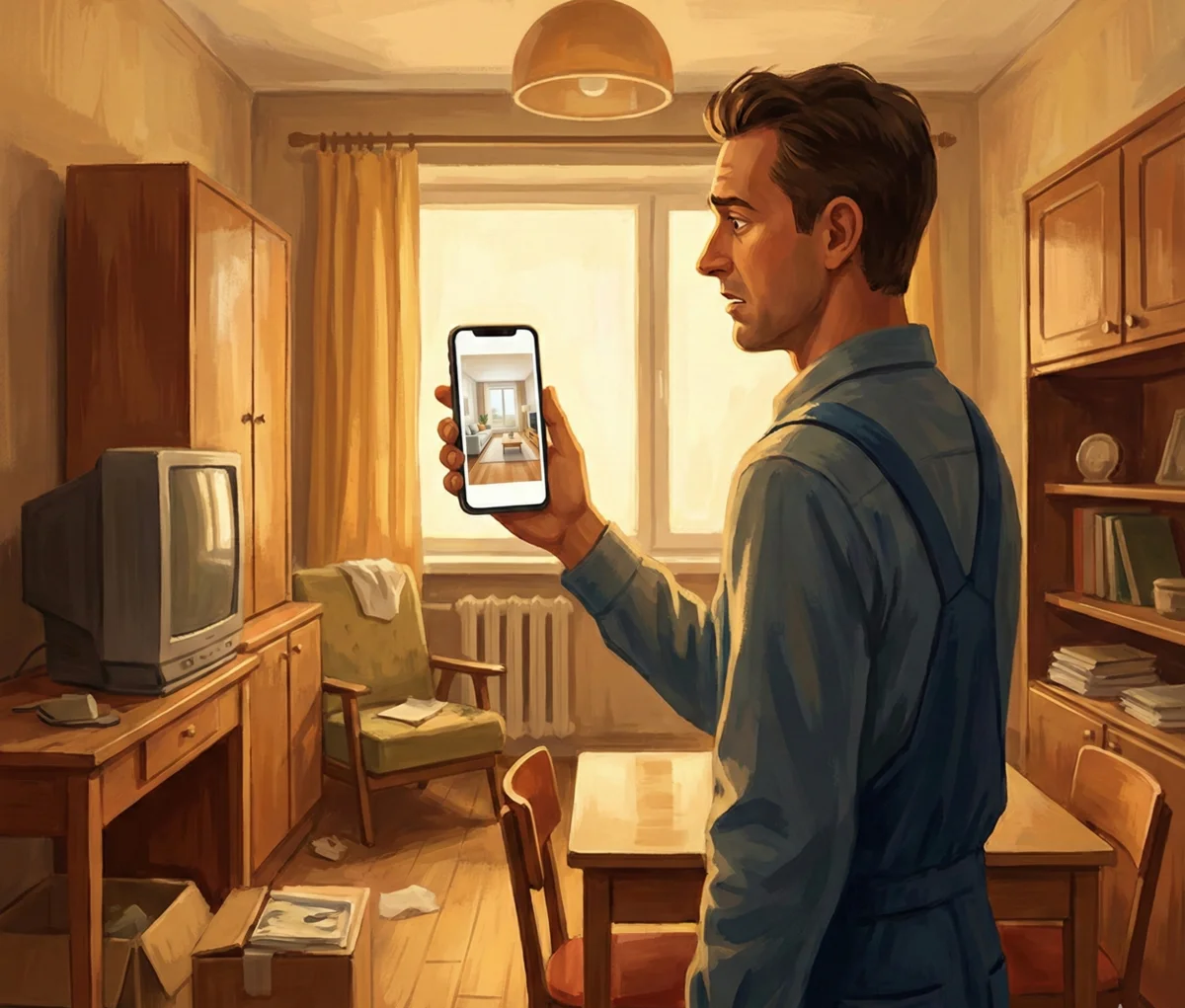 Vergleich zwischen schönen Fotos online und der enttäuschenden Realität vor Ort